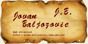 Jovan Baljozović vizit kartica